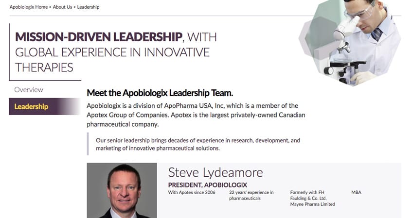Apobiologix Leadership Team Page