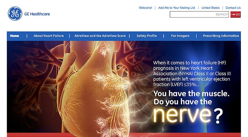 GE Healthcare AdreView Home Page